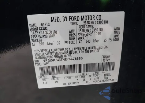 2014 Ford Explorer Sport z USA, uszkodzony, nr VIN 1FM5K8GT4EGA78886